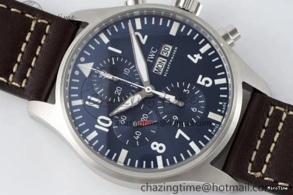 MIROTIME 0407 Pilot Chrono SS AZF 1:1 Best Edition Blue Dial on Brown Leather Strap A TimelessDesign 7060